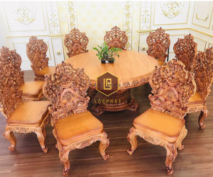 Bộ bàn ăn hoàng gia Lộc Phát điểm nhấn mang phong cách hoàng gia châu Âu