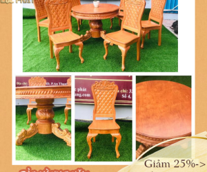 Bộ bàn ghế ăn hoàng gia gỗ gõ đỏ cao cấp bán chạy nhất năm