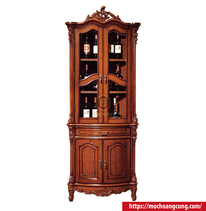 Tủ rượu hoàng gia gỗ gõ đỏ đem lại không gian nội thất sang trọng